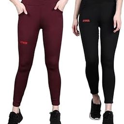 Women's Gym Tights Combo (Pack of 2) with Side Pockets | Yoga, Workout & Activewear Leggings-image-17