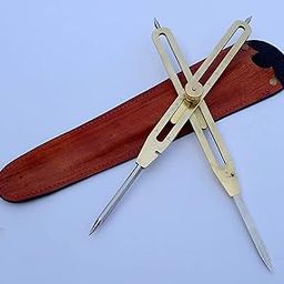 Sahil Nautical Solid Brass Proportional Divider 9 inch with Leather Case, Golden-image-1