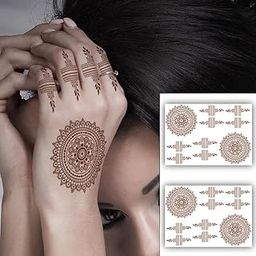 S.A.V.I 2-Pack Natural Mehendi Waterproof Henna Tattoo Stickers for Women, Lasting Hand & Arm Design - 21x15cm-image-95