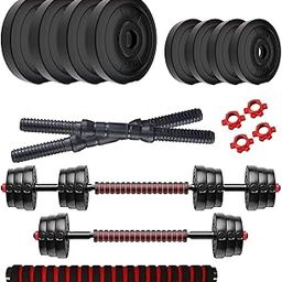 Amazon Brand - Symactive 30 Kg 3-in-1 Convertible Dumbbells Fitness Kit for Full Body Workout (2.5x4 + 5x4 Kg Weight, 14'' Dumbbell Rods Pair & Nuts, 1 Cushioned Connector Rod)-image-35