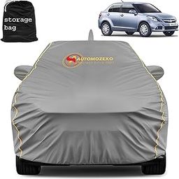 AUTOMOZEXO Maruti Dzire Waterproof Car Cover with Mirror & Antena Pocket UVRay Protection Inner Cotton Layer Adjustable Belt Elastic Triple Strap Stitched Cover Compatible for All Dzire (Grey)-picture-21