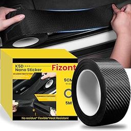 Fizont Carbon Fibre Rubber Scratch Tape Sticker High Gloss Entry Guard Protector Strip Anti-Scratch Tape for Bumper Door Sill Strips (5Cm X 5Meter) (Black)-25