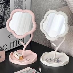 Vaisag house Mini Floral Mirror with Tray for Jewelry & Makeup Compact Design fits Anywhere Easily Petal Tray Holds Rings, Clips, and More-image-88