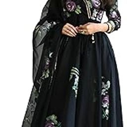 Women's Georgette Anarkali Floral Printed Kurta with Pant & Dupatta (Dress 113)-20