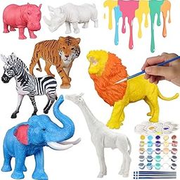 Mallexo Forest Animal Figures Set with Painting Kit for Kids 3+|6 PCS Textured Jungle Animals Figurine Playset Toy for Boys | Girls Birthday Gifts for Children Decoration Educational & Learning Items-image-25