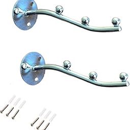 Q1 Beads Steel 3 Balls Pin Wall Mount Wall Drope Hanger for Hanging Clothes Dress, Shop and Showroom Display(Chrome)-2 Pack-image-91