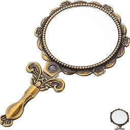 1pcs Vintage Folding Handle Mirror - Handheld Makeup Mirror with Retro Metal Handle - Vanity Mirror for Women - Ideal for Bridesmaids, Dressing Tables, and Travel-30