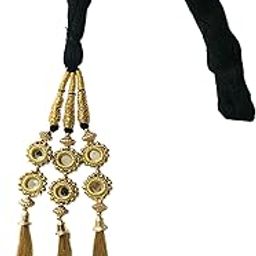 Arooman™Women's Patiala Bridal Paranda/Parandi, Choti/Hair Extension Traditional Hair Accessoriess Tassles Length-29-30 inches,Pack 01, Black And Golden-image-37