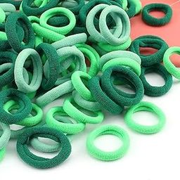 Mini Hair Elastics, 100 Pack Multicolour Ponytail Holders, Small Rubber Bands for Kids and Women (MULTI GREEN SHADES)-image-93