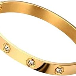 C.I. ENTERPRISES Gold Plated AD Studded Anti-Tarnish Stainless Steel Bracelet for Men & Women-25