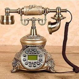 Arviz Vintage Retro Landline Telephone, Antique Brass Corded Phone with LCD Screen & Push Button Dial, Classic Old Fashioned Landline Telephone for Home Office Cafe & Hotel-image-88