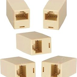 Strong Pack of 5, RJ45 Extender Plug Network Broadband Ethernet LAN Cable Joiner/Jointer Coupler 8P8C Extension Adsl Female to Female LAN Cable Adapter Connector (Plastic 5pc Jointer-LAN), Cream-30