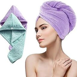 4Mura Hair Towel Wrap Absorbent Towel Hair-Drying Bathrobe Magic Hair Wrap Towel Super Quick-Drying Microfiber 500 GSM Bath Hair Dry Cap Salon -Multicolor (Pack of 02)-image-19
