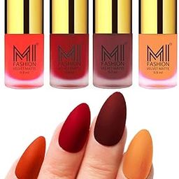 MI FASHION Velvet Matte Nail Polish Sets Long-Lasting & Waterproof 9.9ml Unique Color Orange, Tomato Red, Maroon, Saffron Orange (Pack Of-4)-image-70