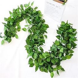 SATYAM KRAFT 4 Lines Realistic Artificial Flower Wall Hanging Leaf Green Leaves–Decorative Greenery, Faux Leaves & Ferns for Living Room,Balcony,Office & Garden(7 Feet)(Fabric)-image-98