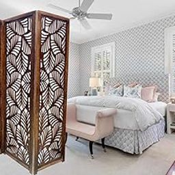 Musa kazim Wooden Partition/Wall Screen/Room Divider/Partition/Foldable Partition Screen Separator/salloon partition (Height 72 Width 60 Inch) (Brown) (3 Panel)-image-71