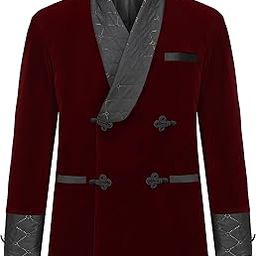 Men's Short Velvet Smoking Jacket Double Breasted Smoking Robe Wedding Party Blazer Coat-image-44