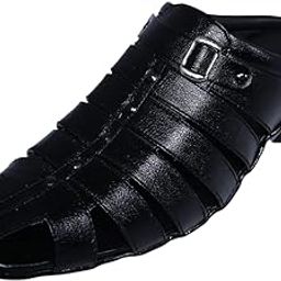Men's Artificial Leather Slip-On Mule Sandals, Black, Closed Toe Design 10NO-picture-28
