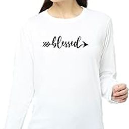 Women's Cotton Round Neck Regular Fit Casuals | Full Sleeves | Blessed Printed | Comfort Colour T-Shirt | Available in Multicolor & Size Small to 2XL-image-67