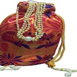 Paithani Potli Bag for Women | Traditional Silk Drawstring Pouch with Zari Work | Ethnic Potli Purse for Wedding-image-89