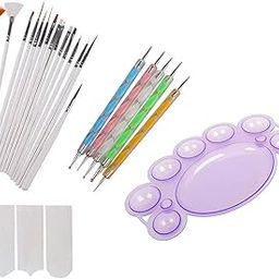 INENCE® Nail Art Combo Kit, 15 Pc Nail Art Brush Set, 5 Pc Dotting Pen, 1 Tape Guide, 1 Nail Mixing Plate-image-11