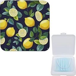LQPMNK Portable Mask Storage Box, Lemon Fruit Print Lightweight Mask Holder for Disposable & Cloth Masks - Compact & Stylish Design-image-71