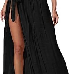 Women's Chiffon Bathing Suit Knot Side Sarong Cover Ups Split Vacation Beachwear-picture-6