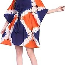 Summer Cotton Printed Kaftan Kurti | Kimono Sleeves Kaftan Top | Latest Stylish Casual Wear | Vacation Wear | Beachwear | Kaftan Dress for Women | Free Size (Blue,White,Orange)-image-78