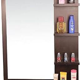 Dime Store Wall Mirror with Shelf for Living Room Bedroom Dressing Mirror for Wall Decor (Brown) (Brown)-image-51