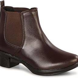 Elegant Women’s Ankle Boots with Flared Heels Brown-image-30