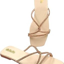 flats for women stylish model fashion Embellished Open Toe Flats casual daily use white square toe ladies chappal footwear-image-54