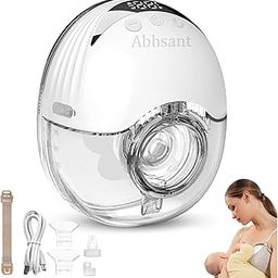 Abhsant Wearable Breast Pumps,Electric Hands-Free Breast Pump, Spill-Proof & Pain-Free In-Bra Breastfeeding 19mm/21mm/24mm Flange with 4 Mode & 12 Levels LED Display Wireless Pump Hand Free-image-97
