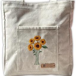 Sunflower Embroidered Tote Bag for daily use and travel-image-24