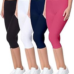Yoga and Exercise Cotton Lycra Capri, 3/4th Leggings for Women (Free Size, Pack of 4)-image-79