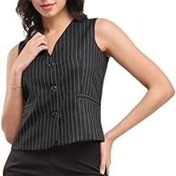 Woven Stripes Waistcoat - Black and White-image-17