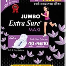 Jumbo Extra Sure Maxi Care Sanitary Pads XXXL (320mm) – Jumbo Pack of 40 Pads + 10 Free Pantyliners | Day & Night Protection | Soft & Comfortable | Gel Technology-image-15