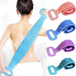 ENERAA Silicone Bath Scrub Belt for Men & Women – Dual-Sided Body Exfoliator with Handles for Back & Body Cleaning – Pack of 2 (Multicolor)-6