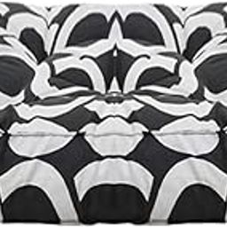 Kuber Industries Geometric Seamless Pattern Microfiber Square Chair Pad Seat Cushion for Rocking Chair, Office Chair, Dinning Chair | Size 45 x 45 x 7 CM | Pack of 1 | Black-25