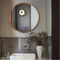 Ali.G.I Vanity Round Wall Mirror For Bathroom//20 Round Metal Frame In Gold, Wall-Mounted Mirrors For Bathroom, Living Rooms, Entryways (Gold, 20 Inches), Framed-9