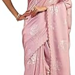 Pink Printed Chinon Saree for Women-image-41