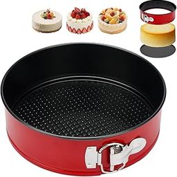 PureBake Premium SGS Certified Cake Moulds | 8.5 inch Cake Tin- Teflon Coated Removable Base, Non-Stick Cake Tins/Pan/Trays for Microwave, Oven and Bakeware - RED-image-35