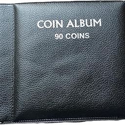 90 Pockets Coin Holder Collection badge Coin Storage Album Book for Collectors, Money Penny Pocket,Plastic (Pack of 1) (Black)-picture-9