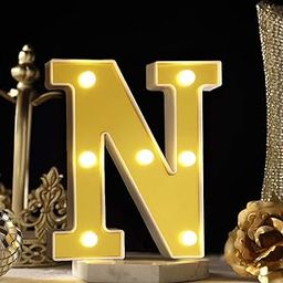 SATYAM KRAFT 1 Piece Golden Marquee Alphabet Shaped LED Light - Decorative Letter Lamp for Valentine’s Day, Bedroom, Wedding, Birthday, Home Decor, Romantic Gift Night and Wall Lamp (N)-image-7