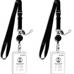 MAKABEE 2 Pack Transparent Plastic Vertical Badge Holders with Black Lanyards and Retractable Round Badge Reel Clips, for Clear Id Name Tag Card Holder-image-27