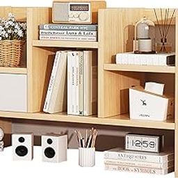 Yindella Multi-Functional Desktop Bookshelf Organizer, Wooden Storage Shelf, Adjustable Office Desk Organizer for Books, Stationery, Space-Saving Home & Office (Desk Bookshelf-05)-image-31