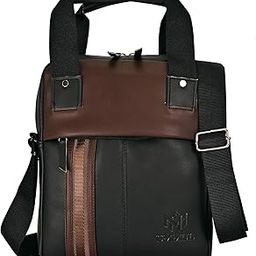 Vegan Leather Messenger Bag, Two-Tone Brown, Crossbody Laptop Satchel with Adjustable Strap-image-60