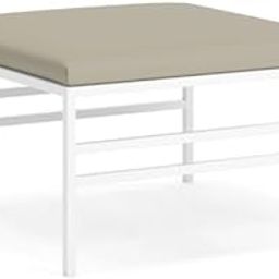 64908 Large Vanity Stool/Bench, Cushion Vanity Chair, Dressing Makup Stool Bench, Vanity Seat for Bedroom, Living Room, Bathroom Ottoman - White Frame with Grey Cushion-image-47