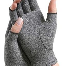 Lumino Cielo Arthritis Gloves with Compression for Hand Arthritis, Hand Pain, Carpel Tunnel, Open Fingertip Style (Cotton,Grey, Small)-11