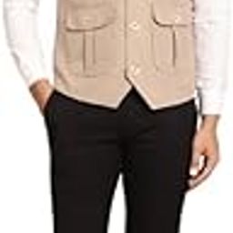 Men's Beige Merino Textured Sleeveless Self-Design Patch Pocket Waistcoat_WCP-SLD751-BGB-picture-34