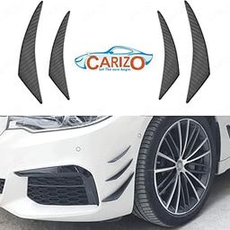 CARIZO 4Pcs Universal Front Bumper Lip Splitter Carbon Fiber Exterior Rubber Fins Spoiler Canards Kit for Auto Body Anti-Collision Strip Decoration Accessories Stickers (Carbon Fiber)-image-32